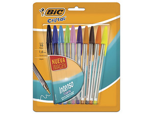 Bolígrafos BIC 963516, Punta extra Gruesa de 1.6mm, Surtido de Colores. Paquete con 10 Piezas.