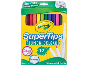 Plumones Crayola SuperTips, Lavable, Caja con 12 Pieza.