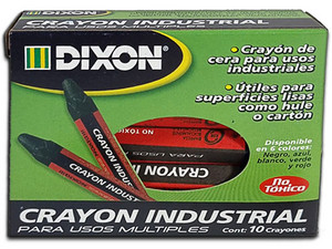 Crayón De Cera Industrial Dixon, Color Blanco, Caja Con 10 Piezas.
