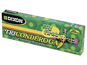 Lápiz Dixon Ticonderoga My First #2, triangular, madera, caja con 12 lápices.