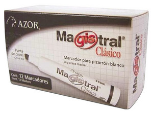 Marcador para pizarrón Azor Magistral, color negro, Paquete con 12 piezas.