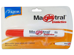 Marcador Base Alcohol Azor Magistral Didáctico, Punta Cincel 6 mm, Color Rojo, Blíster con 1 Pieza.