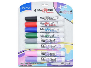 Marcadores Azor Magistral Didáctico, Tinta Borrable, Punta Cincel 6 mm, Color Surtidos y Pastel, 8 Piezas.