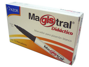 Marcador Azor Magistral Didáctico de punta bala 2.0mm, color negro. Paquete con 12 piezas