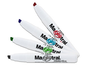 Marcador para Pizarrón Azor Magistral Didáctico de punta fina, colores surtidos. Paquete con 4 piezas.