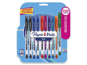 Bolígrafo Papermate, tinta en Gel, Colores Surtidos, 10 piezas.