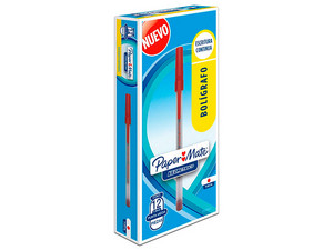 Paquete de Bolígrafos Papermate Kilométrico Económico, 12 piezas, Color Rojo.