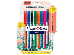 Boligrafo Paper Mate Gel Economico Vintage. Paquete de 8 Piezas

