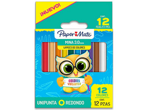 Set de Lápices de Colores Paper Mate, 12 Piezas, Cortos, Forma Redonda, 3.0 mm.