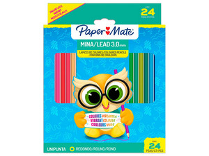 Lápices de Colores PaperMate 2209345, Mina 3.0mm, Set de 24 Colores.