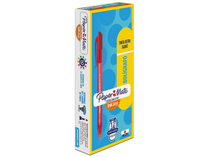 Bolígrafo Retráctil Paper Mate Kilométrico, color rojo. Paquete con 12 piezas