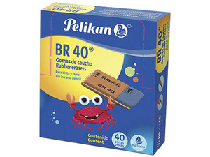 Borrador Pelikan BR-40, para lapiz y tinta, caja con 40 Piezas.