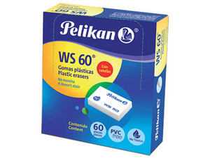 Goma Pelikan Plástica Blanca WS-60 Caja con 60 Piezas.