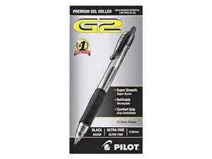 Bolígrafo Pilot Super Gel de punta fina 0.7mm, color negro. Paquete con 12 piezas