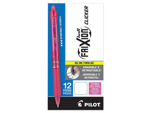 Bolígrafo Pilot Frixion Clicker, Retráctil de Punta 0.7mm, Color Rosa, (12 Piezas).