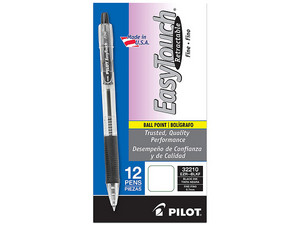 Bolígrafo Pilot EasyTouch, Punto Fino, Retráctil, 12 piezas, Color Negro.