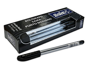 Bolígrafo Semi Gel, Saira, Punta 0.7 mm, Caja con 12 Piezas, Color Negro.