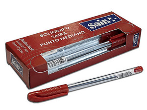Bolígrafo Semi Gel, Saira, Punta 0.7 mm, Caja con 12 Piezas, Color Rojo.