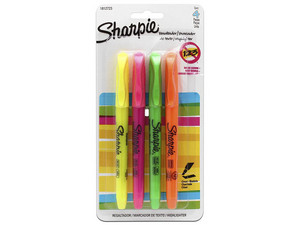 Resaltador Sharpie Accent Pocket, Colores Surtidos (Rosa, Verde, Naranja, Amarillo), Blister con 4 Piezas.