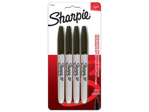 Marcador Sharpie Permanente, Punta Fina, 4 Piezas. Color Negro.