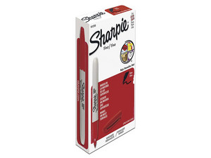 Marcador Permanente Sharpie, de punta fina, color Rojo, caja con 12 Piezas.