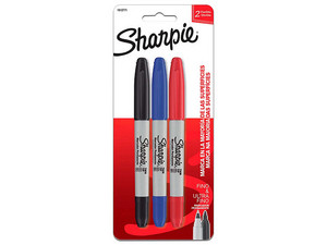 Marcador Permanente Sharpie, Doble Punta Fina/Ultra Fina, 3 Colores, 1 Pieza, Color Surtido.