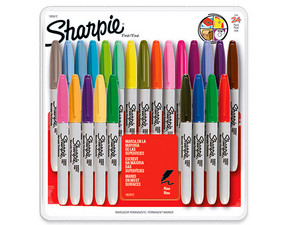 Marcador Sharpie Exhibidor, Punta Fina, Colores Surtidos, 24 Piezas.