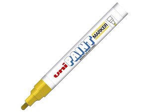 Marcador Industrial Permanente Unipaint Marker, Color Amarillo, Paquete con 12 piezas.