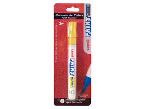 Marcador Permanente Unipaint Marker de punta bala. Color Amarillo