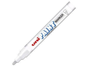 Marcador Uni-ball Unipaint de Punta Tipo Bala, Caja de 12 Piezas. Color Blanco
