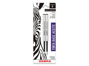 Repuesto de Tinta Zebra 0120 para Bolígrafo F-301, Color Negro, Contiene 2 Piezas.