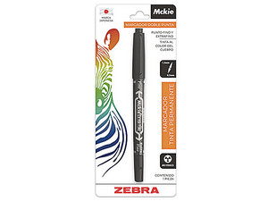 Marcador Permanente ZEBRA McKie, Doble Punta Fina/Extra Fina, Color Negro, Paquete con 6 Piezas.