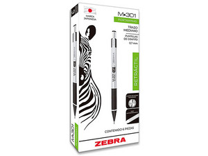 Lapicero Retráctil ZEBRA M-301, Punta 0.7mm, Paquete con 6 Piezas.