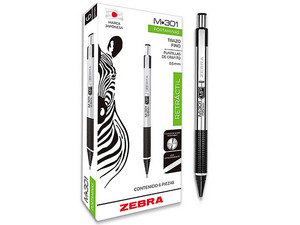 Lapicero Retráctil ZEBRA M-301, Punta 0.5mm, Paquete con 6 Piezas.