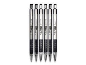 Bolígrafo Metálico Retráctil ZEBRA F-301, Punta Fina 0.7mm, Color Negro, Paquete con 6 Piezas.