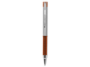 Bolígrafo F-301 Compact Grip, Tinta Negra, Punta Fina, Cuerpo Metálico, Color Naranja, Caja con 6 Unidades.