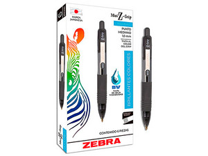 Bolígrafo ZEBRA Mini Z-Grip Retráctil, Punta Media 1.0mm, Color Negro, Paquete con 6 Piezas.
