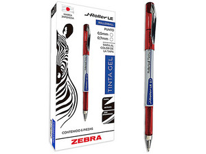 Bolígrafo ZEBRA J-Roller LE, Punta Media 0.7mm, Tinta Gel, Color Rojo, Paquete con 6 Piezas.