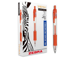 Bolígrafo ZEBRA Sarasa Retráctil, Punta Fina 0.5mm, Tinta Gel, Color Rojo, Paquete con 6 Piezas.