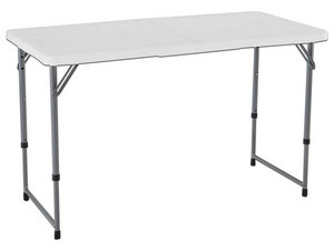 Mesa Plegable Lifetime 4428, Rectangular, Resistente a Manchas y Clima, Color Gris.