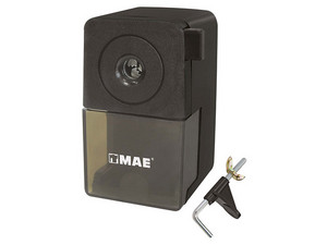Sacapuntas de Escritorio Mae Manual Modelo Spe-20, Fabricado en Plástico con Afilador Metálico y Recolector de Residuos.