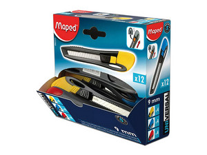 Cutter Universal Maped 92311, Plástico, 9mm, Paquete con 12 piezas.