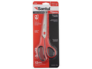 Tijeras Santul de 8" para Casa y Oficina, Acero Inoxidable. Color Rojo.