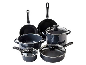 Batería de Cocina Cinsa Mega Óptima de 9 piezas, Color Negro.