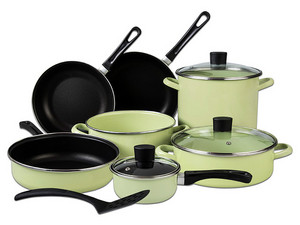 Batería de Cocina CINSA Pontevedra Verde Manzana de 11 piezas, Antiadherente, Color Verde.