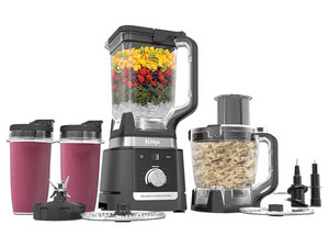 Licuadora y Procesadora Ninja Deluxe CO905KS de 1600W, 7 Programas, 2 Vasos de 700 ml, Procesador de 2.6 Litros. Color Negro.
