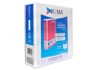 Carpeta Brillante con Argolla en D Kyma, 5". Color Blanco.