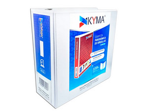 Carpeta de Vinil Kyma, Tamaño Carta, 4 Pulgadas, Hasta 850 Hojas, Color Blanco.