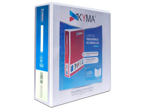 Carpeta Panorámica Kyma Vinil Tamaño Carta con aro en "O" de 3". Color Blanca.