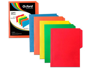 Folder de Color Oxford M763, Tamaño Carta, Colores Surtidos, Paquete con 25 piezas.